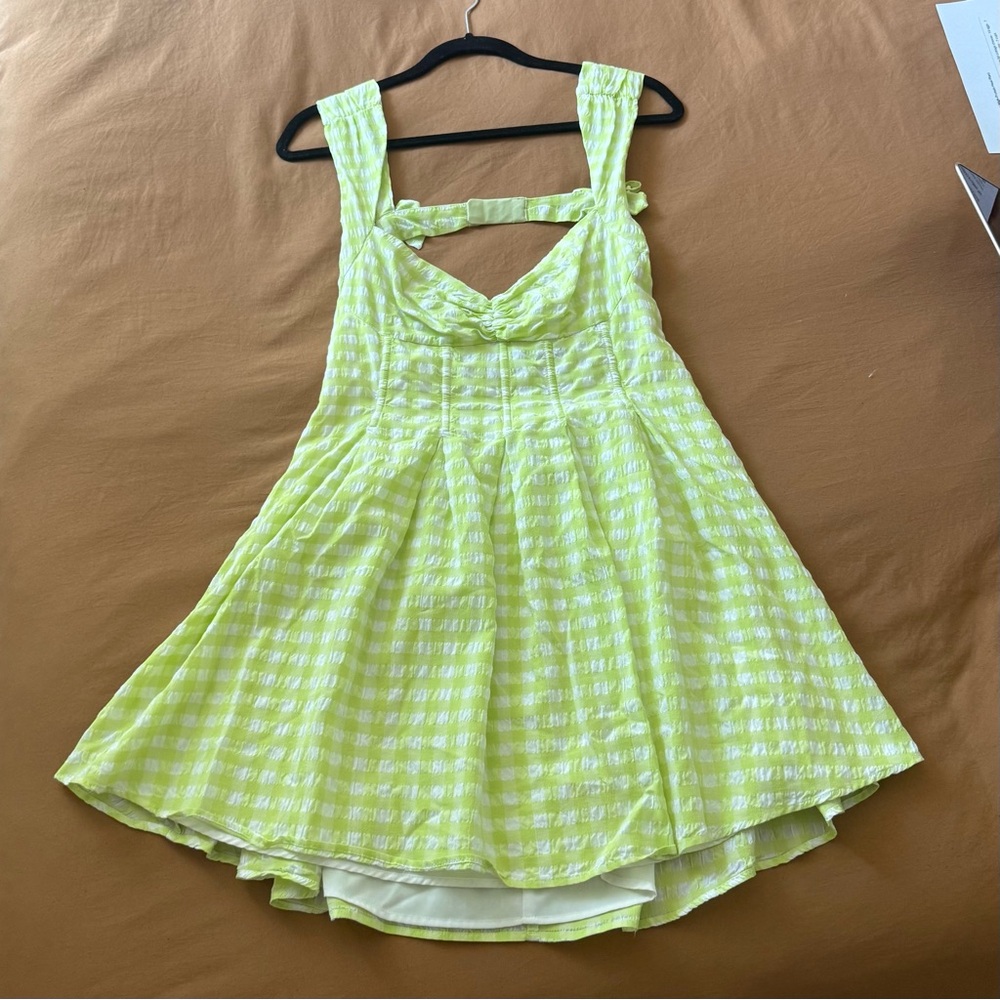 🍏 SOLD 🍏 For Love And Lemons Green and White Sleeveless Sundress